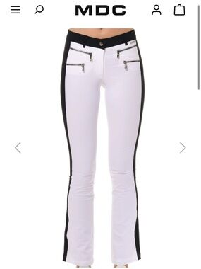 Women’s White and Black Contrast Zip-Front Jeans